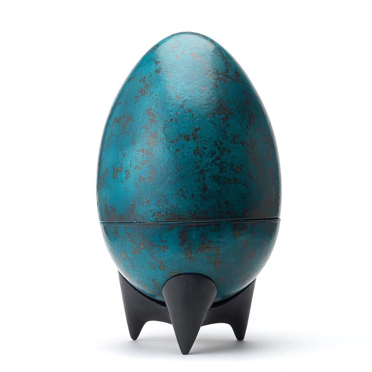 Hans Hedberg, A Hans Hedberg large two-piece faience egg, Biot, France.