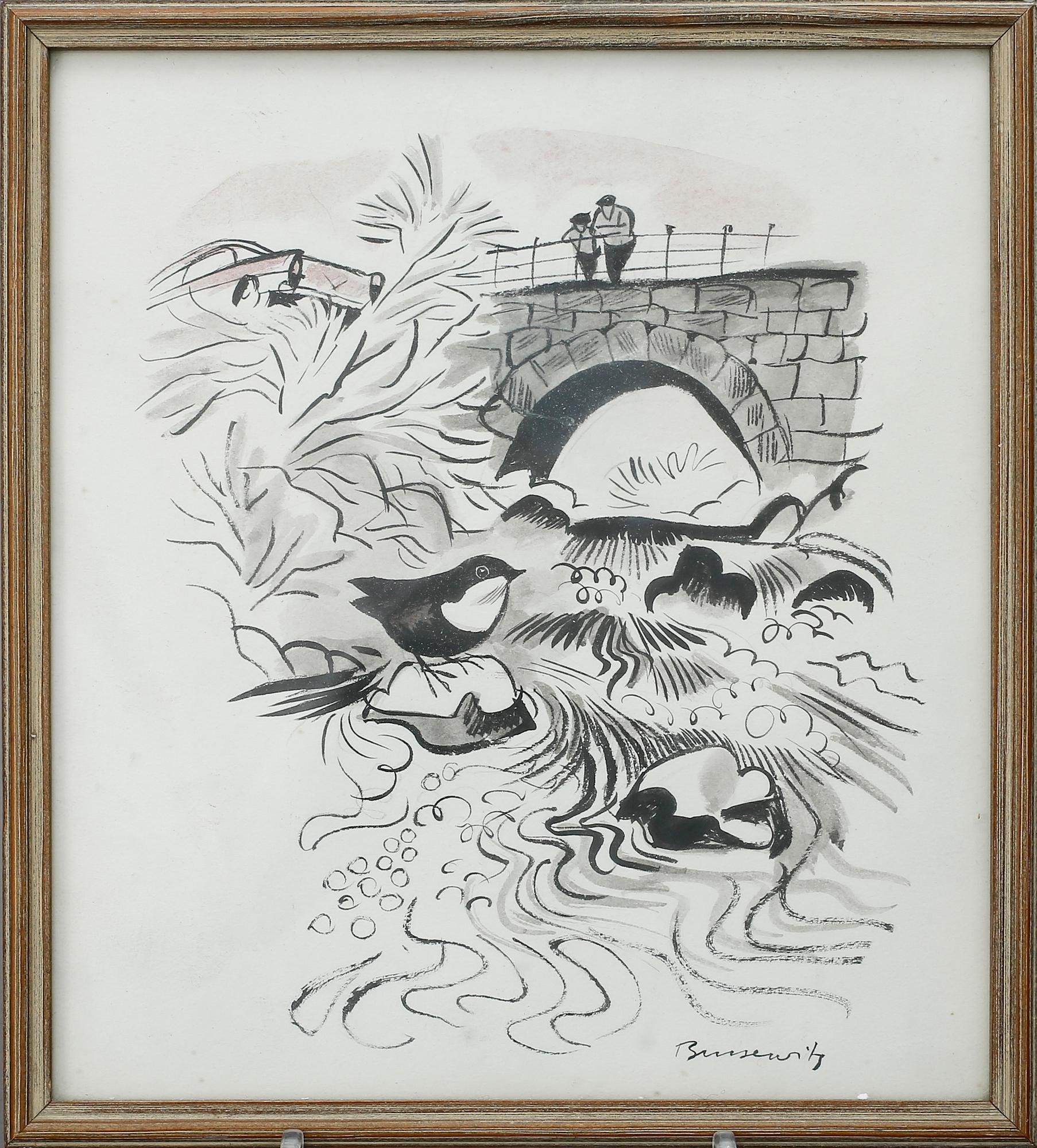 GUNNAR BRUSEWITZ, akvareller 3 stycken. Två signerade.