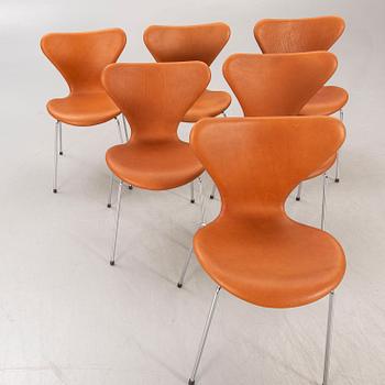 Arne Jacobsen, stolar 6 st "Sjuan" för Fritz Hansen Danmark, 1900-talets senare hälft.
