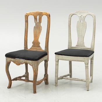 A set of five similar chairs, late 18th century.
