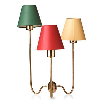 85. Josef Frank, a brass three light table lamp, Svenskt Tenn, Sweden, model G 2468.