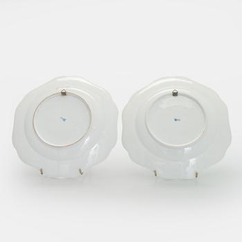 Meissen, four porcelain plates, 19th–20th century.