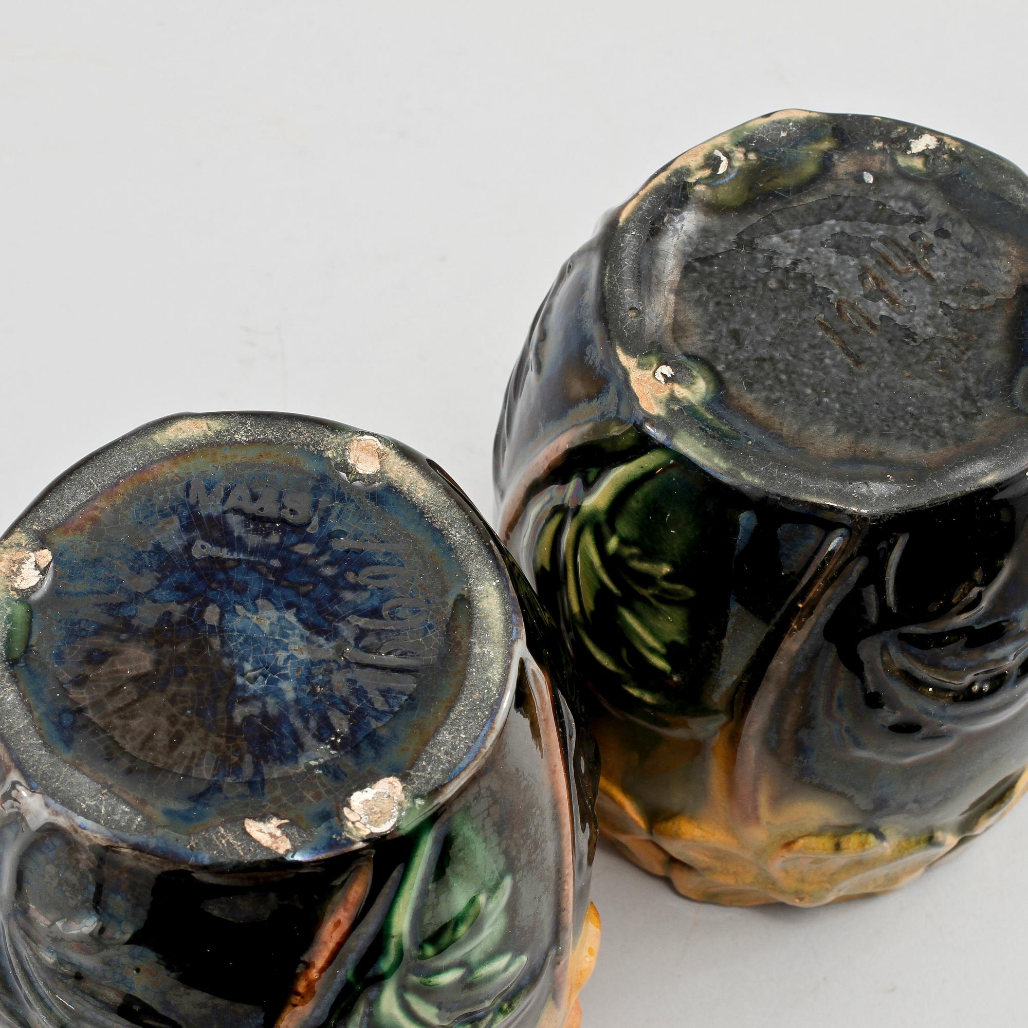 VASER, ett par, Michael Andersen & Son, Danmark, jugend, omkring sekelskiftet 1900, stämplesignerade.