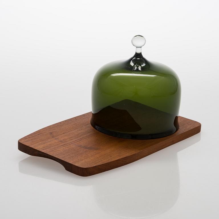 A cheese dome on a teak tray, Backman Finland.