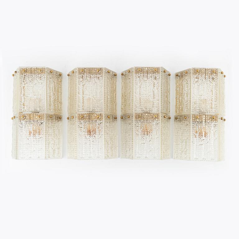 Carl Fagerlund, four wall lamps, Orrefors, Sweden, second half of the 20th century.