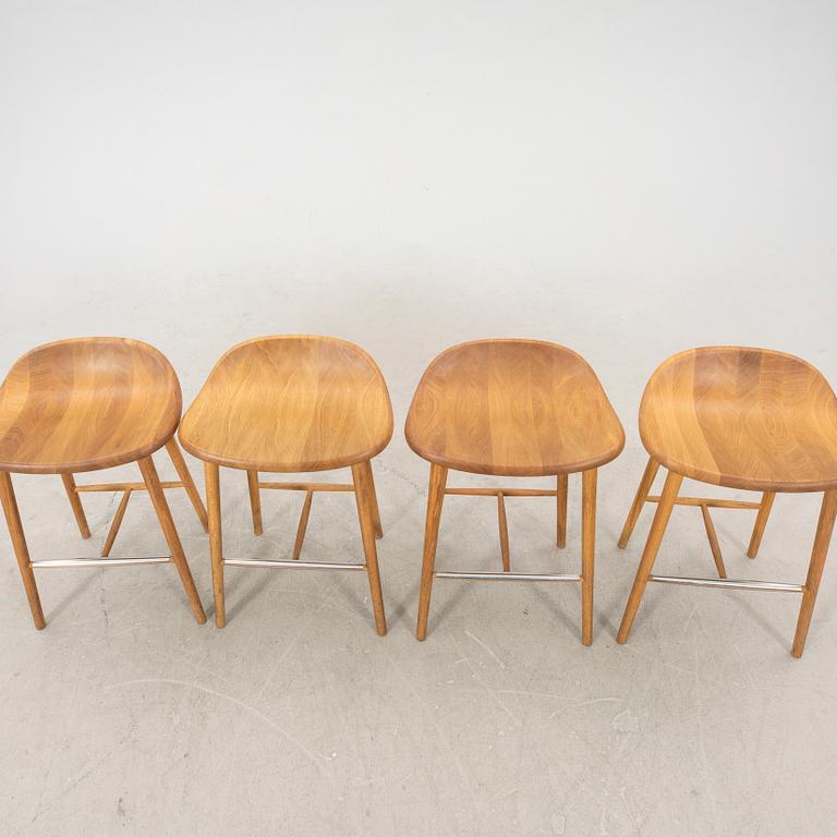 Jonas Lindvall, a set of four Miss Holly oak bar stools.
