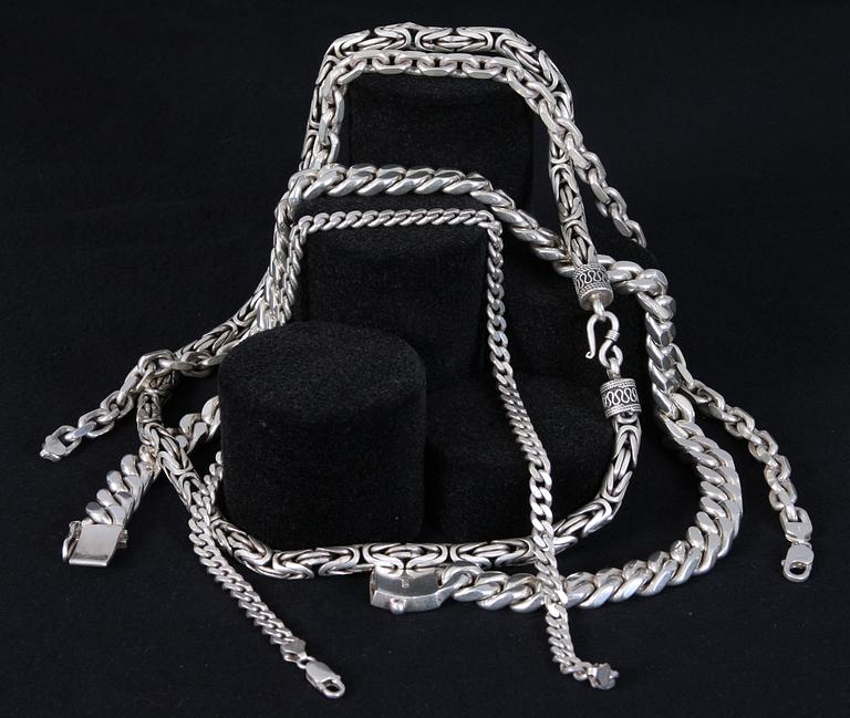 PARTI SILVERKEDJOR, 4 st, 1900-tal, 684 g.