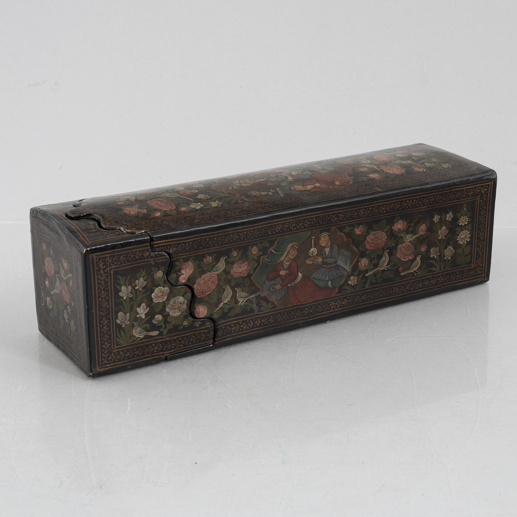 A lacquered papier-maché box, Persia, first half of the 20th century.