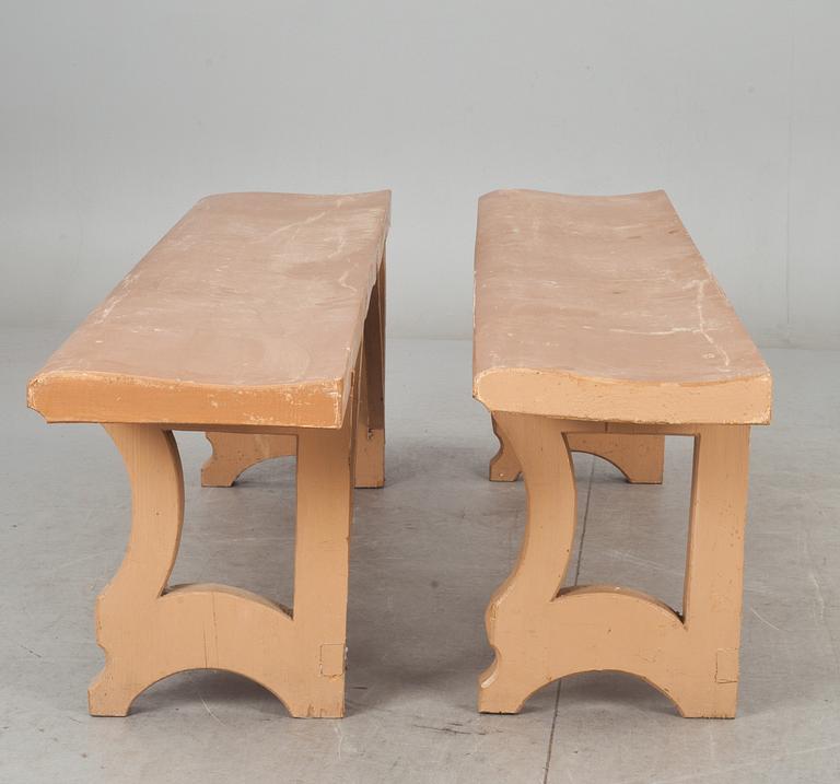 TRÄGÅRDSBÄNKAR, ett par, 1900-talets början.