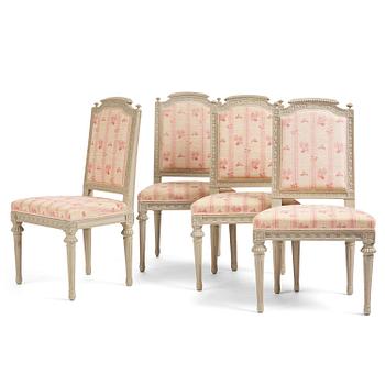 78. A set of four late-Gustavian chairs, Stockholm, late 18th century.
