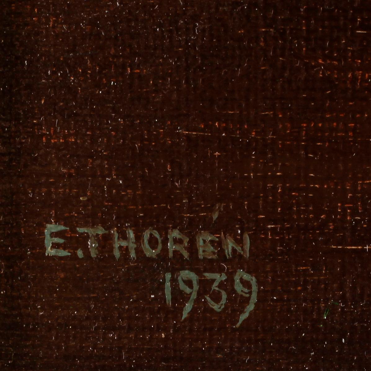 ESAIAS THORÉN, olja på duk uppklistrad på pannå. Sign och dat.