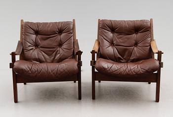 FÅTÖLJER, 1 par, "Hunter", Torbjörn Afdal, Stranda Industri för Bruksbo, Norge, 1900-talets andra hälft.