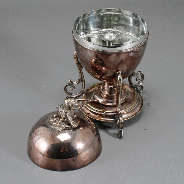 ÄGGKOKARE, sk Egg Coddler, vitmetall, England, 1900-talets andra hälft.