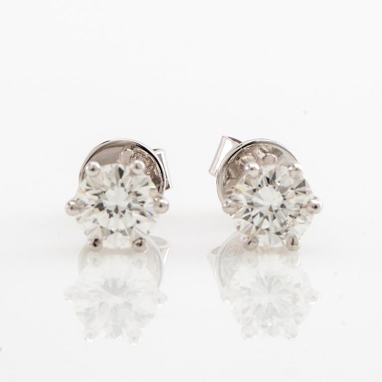 Earrings, a pair, 18K white gold with brilliant-cut diamonds.