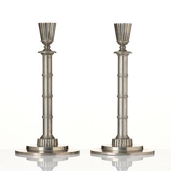 Erik Fleming, a pair of pewter candlesticks, Norrahammars Tenn, 1930.
