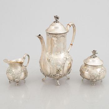 Kaffeservis, silver, 3 delar, svenska importstämplar, 1900-tal.