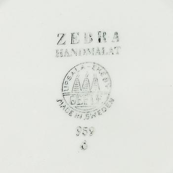 Eugen Trost, tea cups with saucers, 7 pieces, stoneware, "Zebra", Gefle, 1950s.