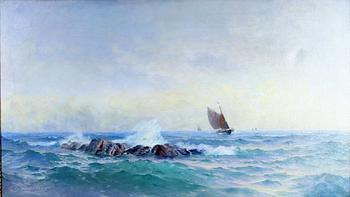 OKÄND KONSTNÄR, olja på duk, bär sign T. Sandström, 1900-tal.