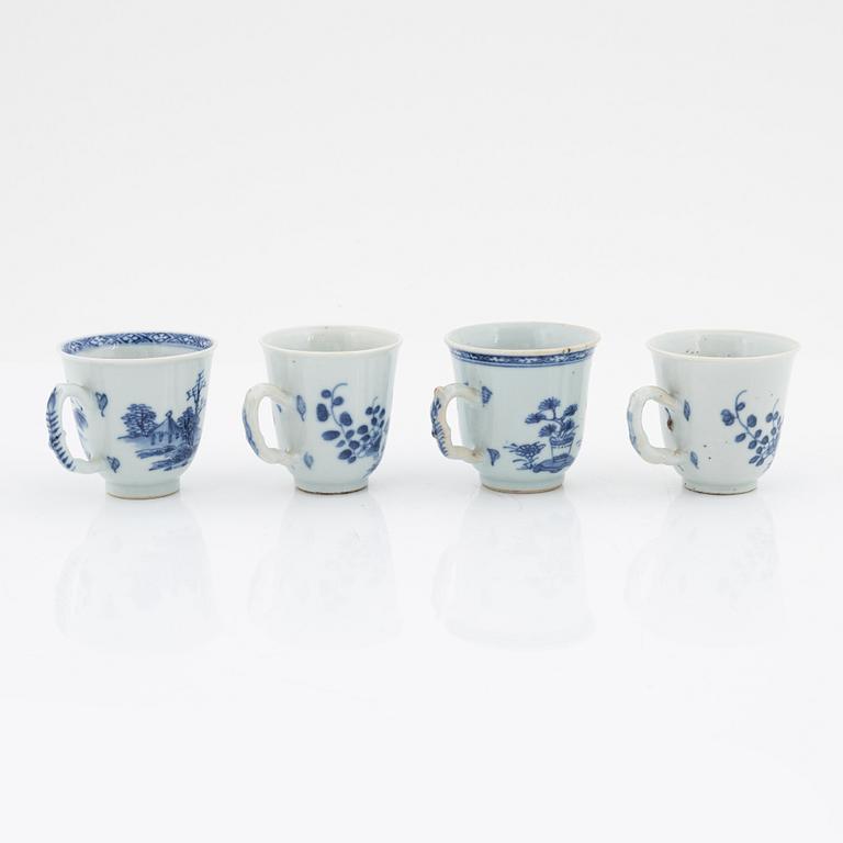 A set of 11 odd Chinese Export cups, Qing dynasty, 18th Century.