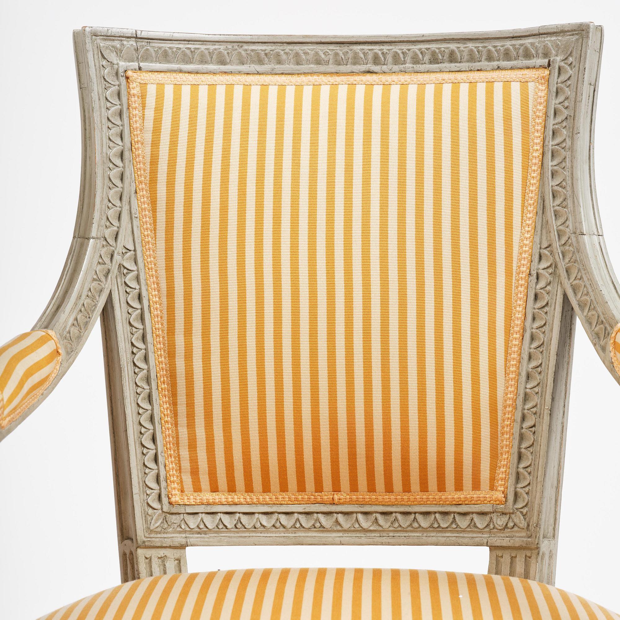 A pair of late Gustavian armchairs by E Ståhl (1797-1820).