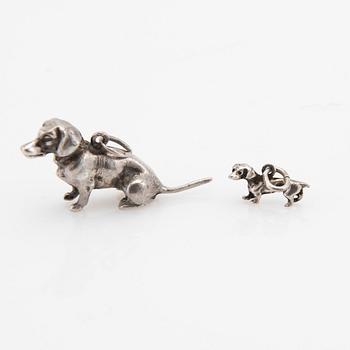 Bordsdekorationer och berlocker, silver, 9 delar.