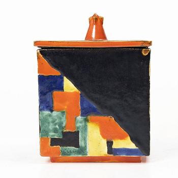 Ida Meisinger, a jar with lid, Goldscheider, Vienna, Austria.