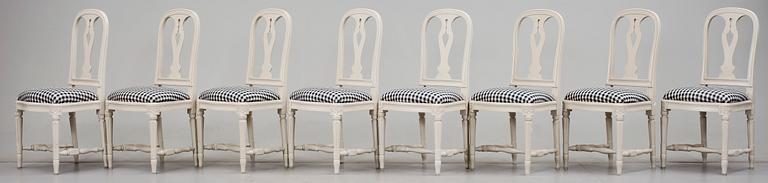 STOLAR, 8 st, gustaviansk stil, "Hallunda", ur IKEAs 1700-talsserie, sent 1900-tal.