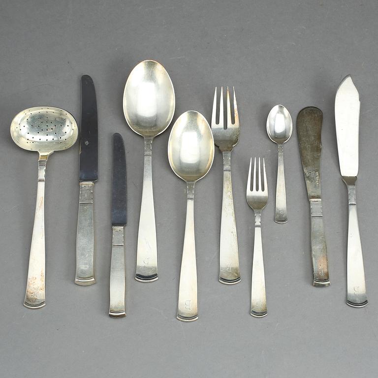 BESTICKSERVIS, 112 delar, silver, "Rosenholm", GAB, Stockholm. Tot vikt Ca 4387 gram.