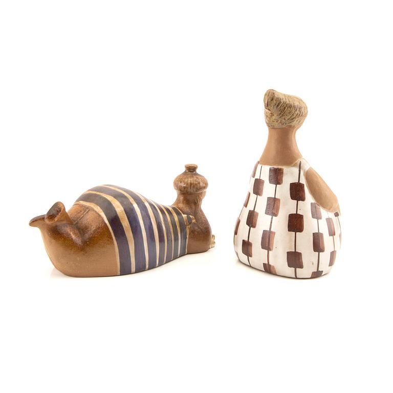 Two Lisa Larson figurins 'Beata and Charlotta' for Gustavsberg, Sweden.