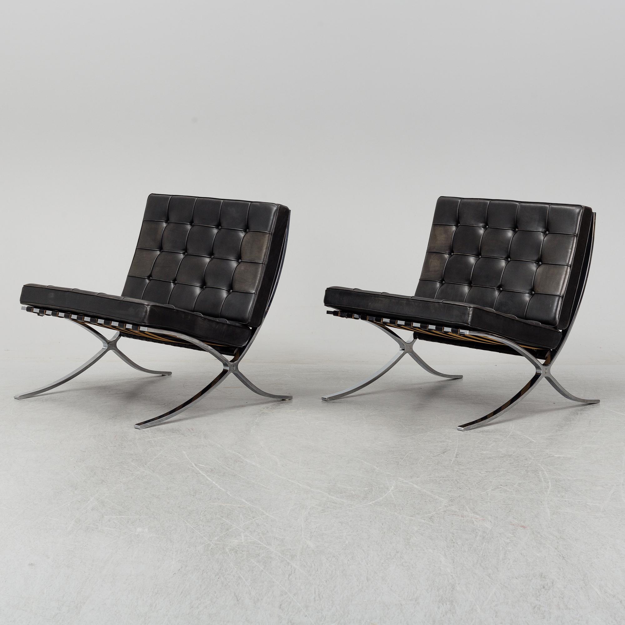 LUDWIG MIES VAN DER ROHE, fåtöljer, ett par, "Barcelona". Knoll International, 1960-tal.