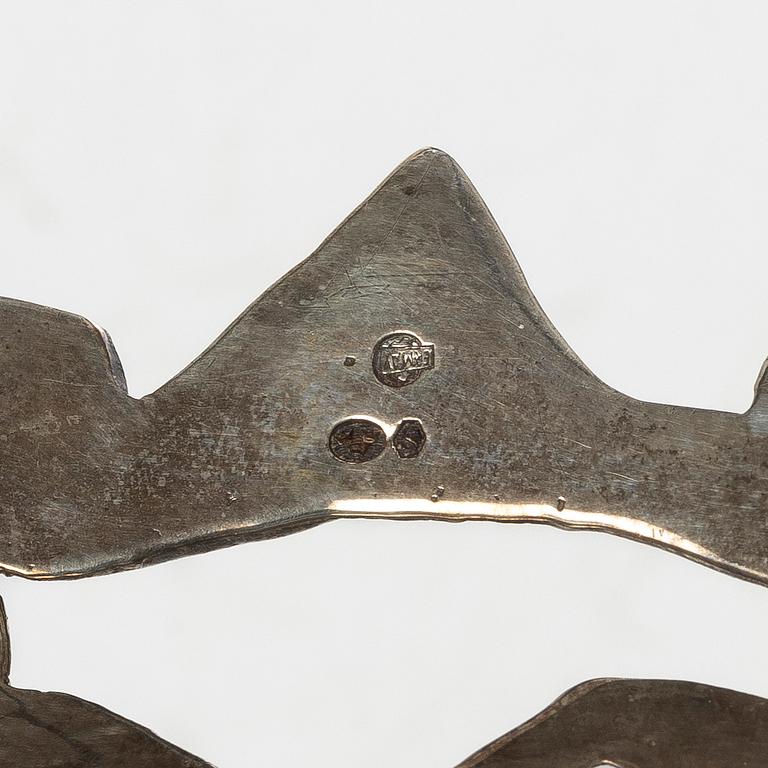 Brödkorgar, 2 st, samt servettringar, 3 st, silver, 1800-1900-tal.