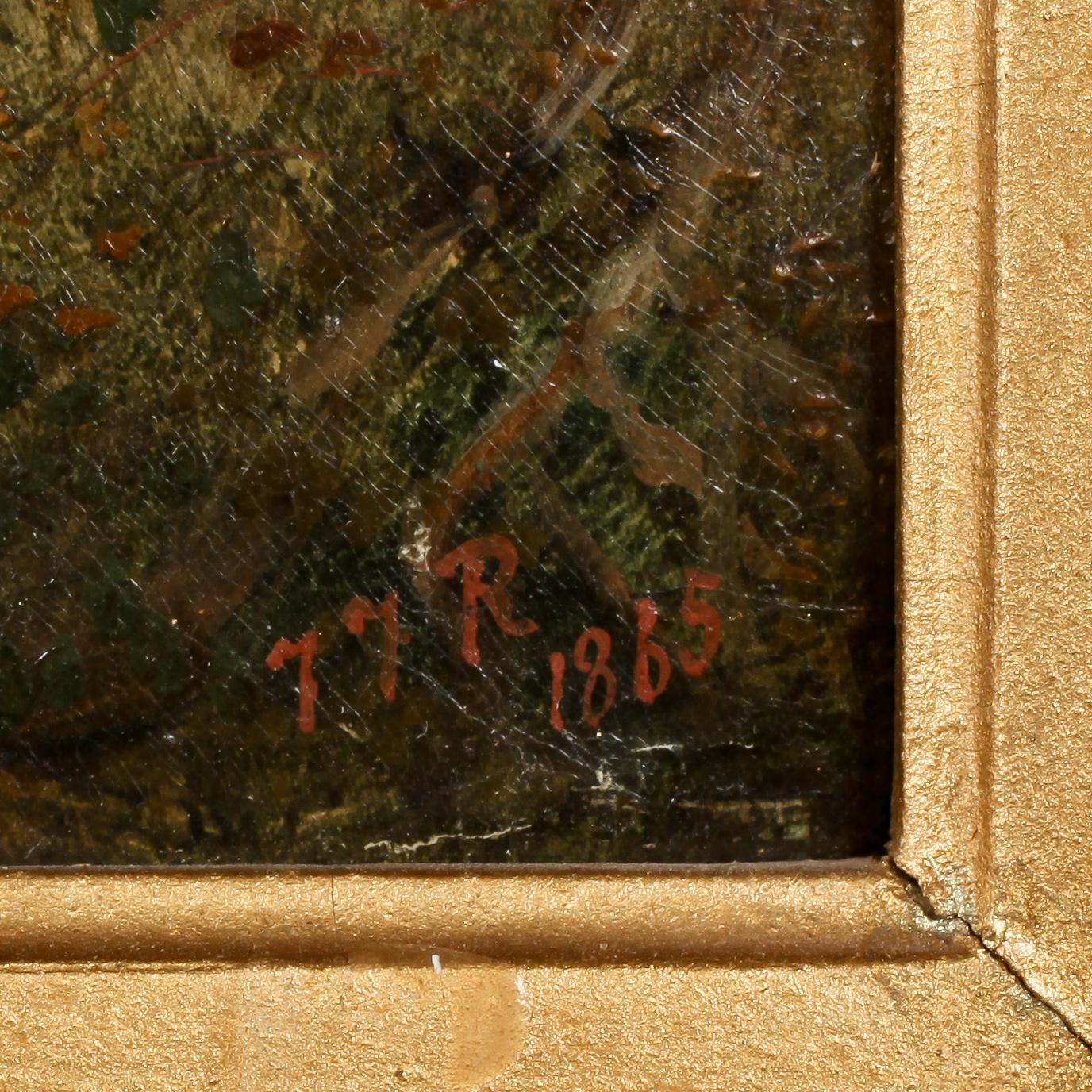 OKÄND KONSTNÄR, olja på pannå, signerad "FFR" samt daterad 1865.