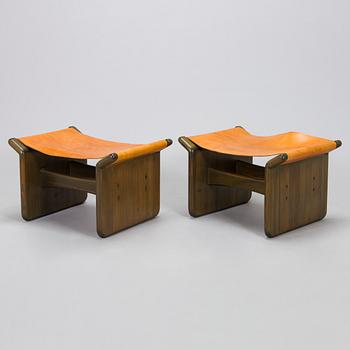 Tapio Wirkkala, a pair of stools made to order  for the Finnish Glass Museum manufactured by  Reino Huotari 1981.