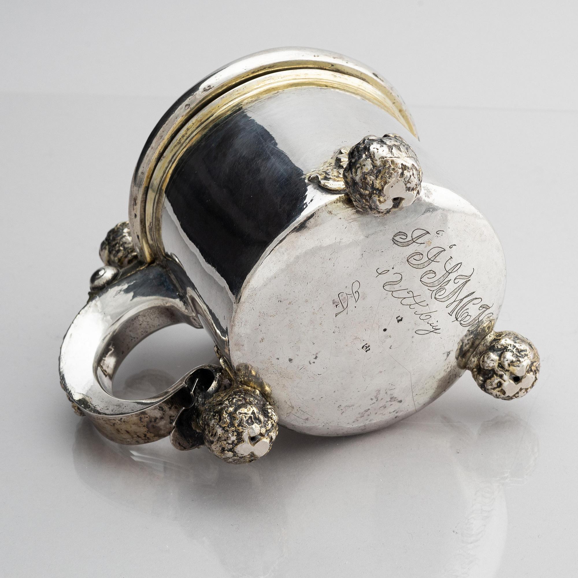 A Swedish 17th century parcel-gilt silver tankard, mark of Arvid Falck (active 1667-1691), Stockholm before 1689.