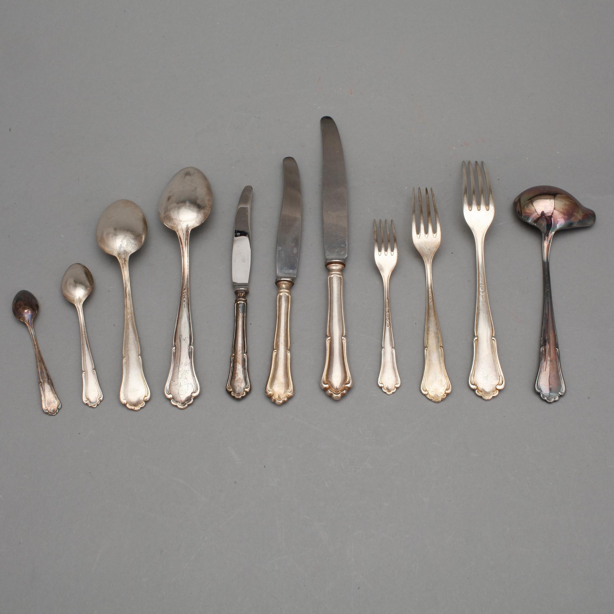 BESTICKSERVIS, 66 delar, silver, modell "Saga". Totalvikt, inklusive knivar, ca 2600 g.