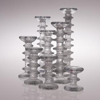 TIMO SARPANEVA, LJUSSTAKAR, 8 st, "Festivo", Iittala, en del signerade TS.