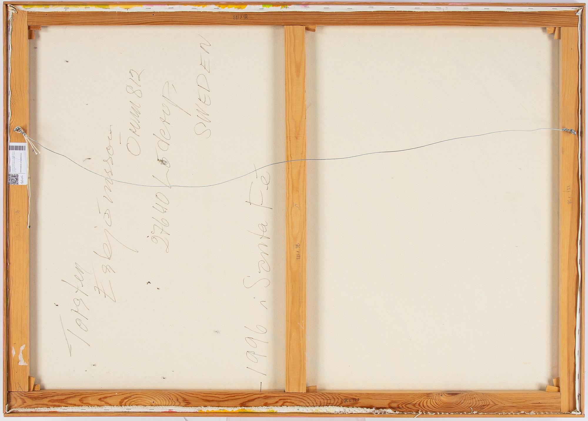 Torsten Esbjörnsson, acrylic on canvas, signed and dated 1996 Santa Fe.