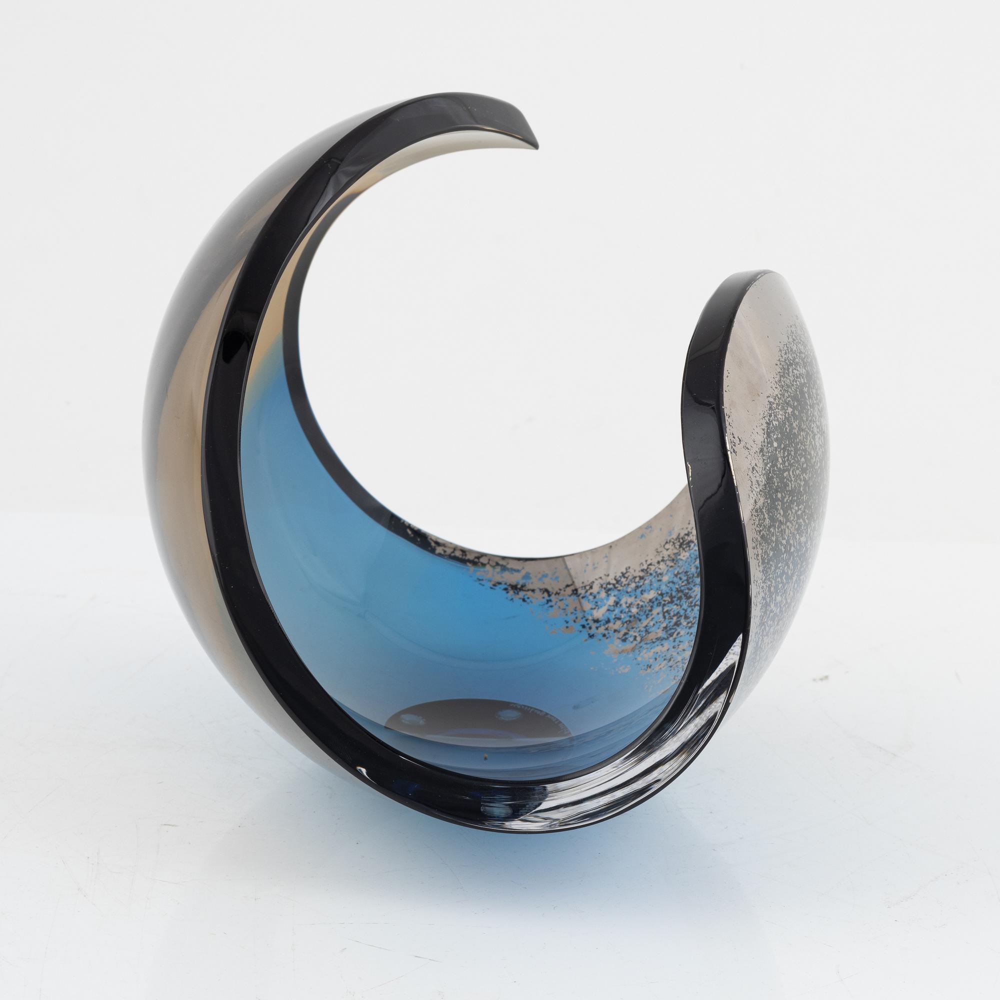 Lena Bergström, a 'Planets' glass sculpture/bowl from Kosta Boda, Sweden. Signed and numbered 87/500.