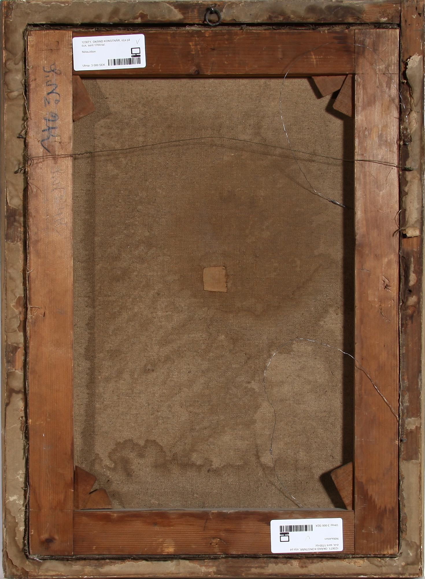 OKÄND KONSTNÄR, olja på duk, sent 1700-tal.