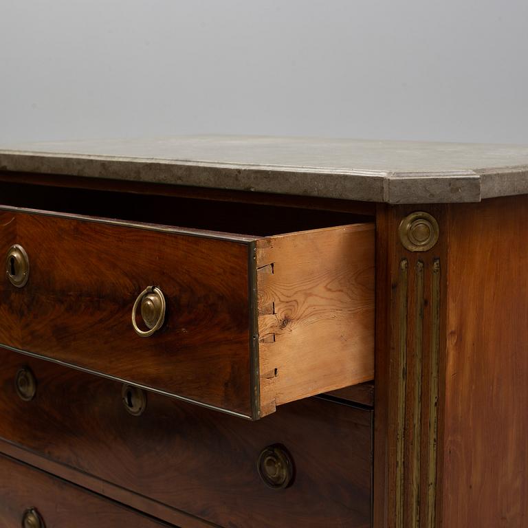 A late gustavian style chest of drawers, late 19th century.