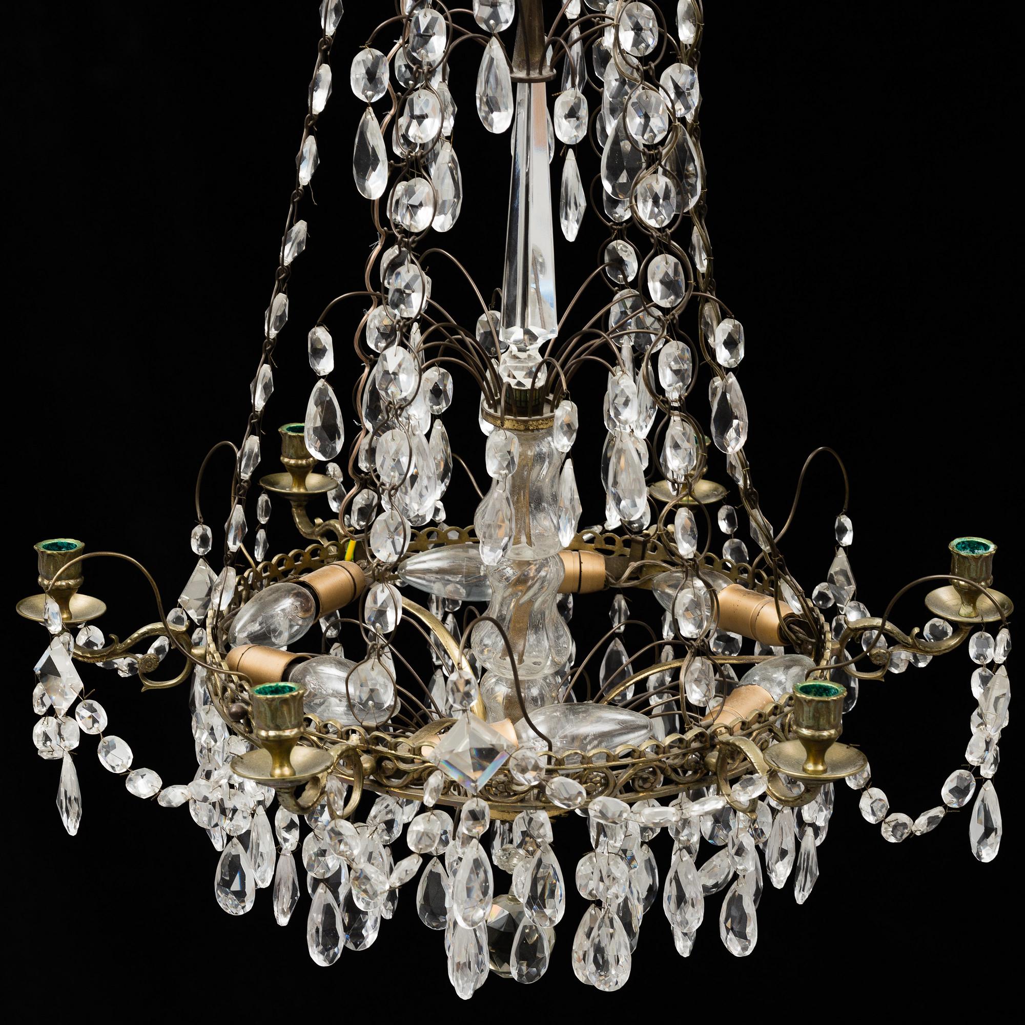 An empire style chandelier, mid 20th century.