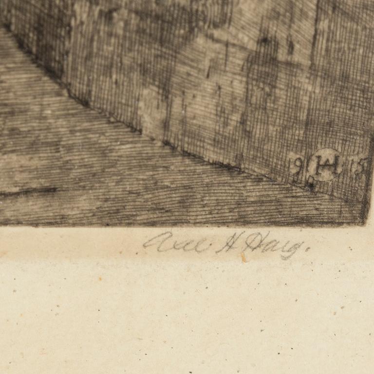 AXEL HERMAN HÄGG, Etching, 1915, signed.