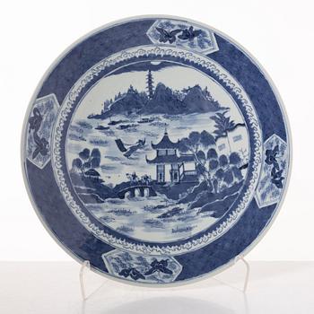 A group  of three serving dishes, a serving bowl, a cup, and seven plates, porcelain, including China 18th century.