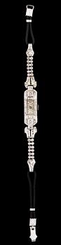 Art deco platinum and diamond wrist watch.