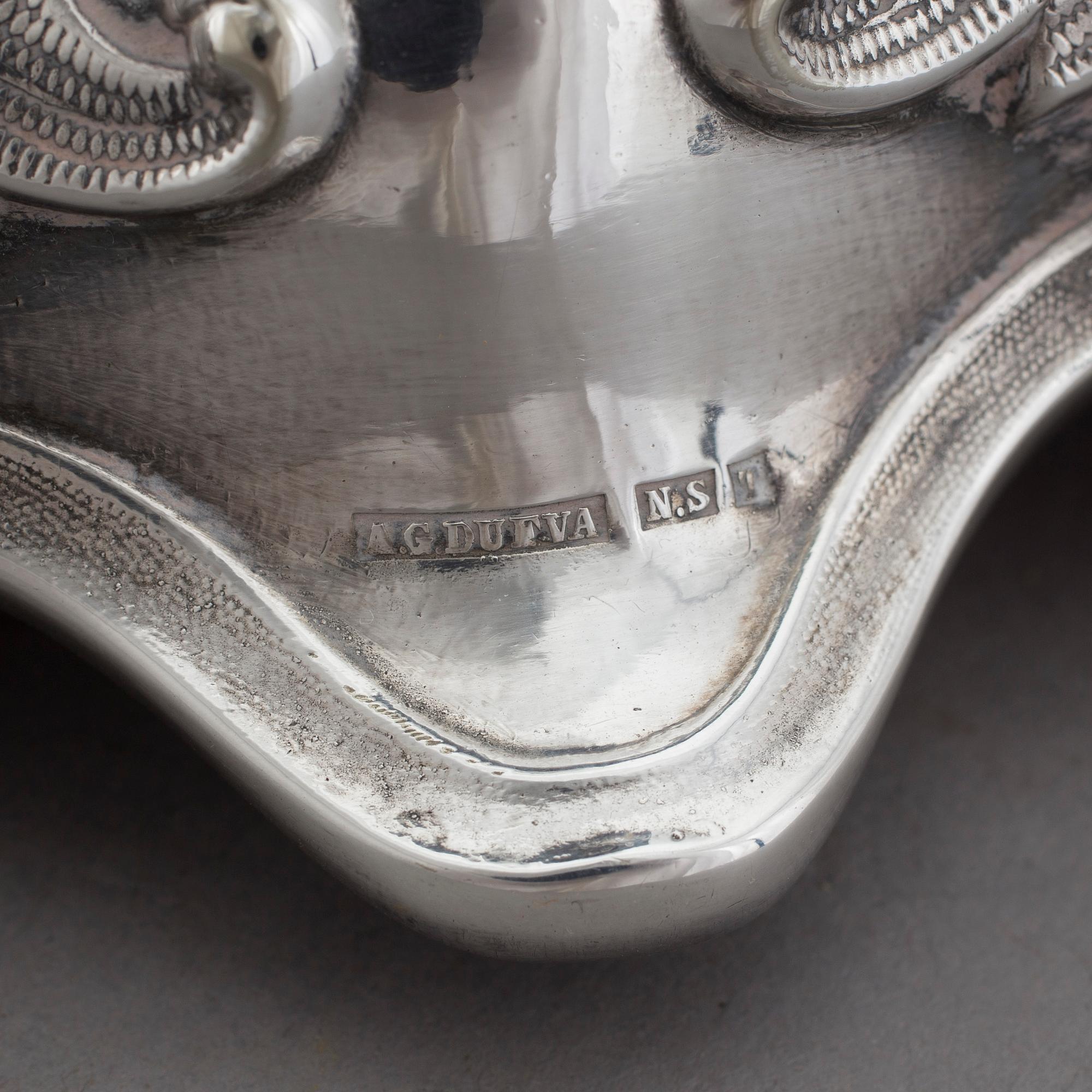 BORDSUPPSATS/VAS, Axel Gabriel Dufva, nysilver, omkring år 1900.