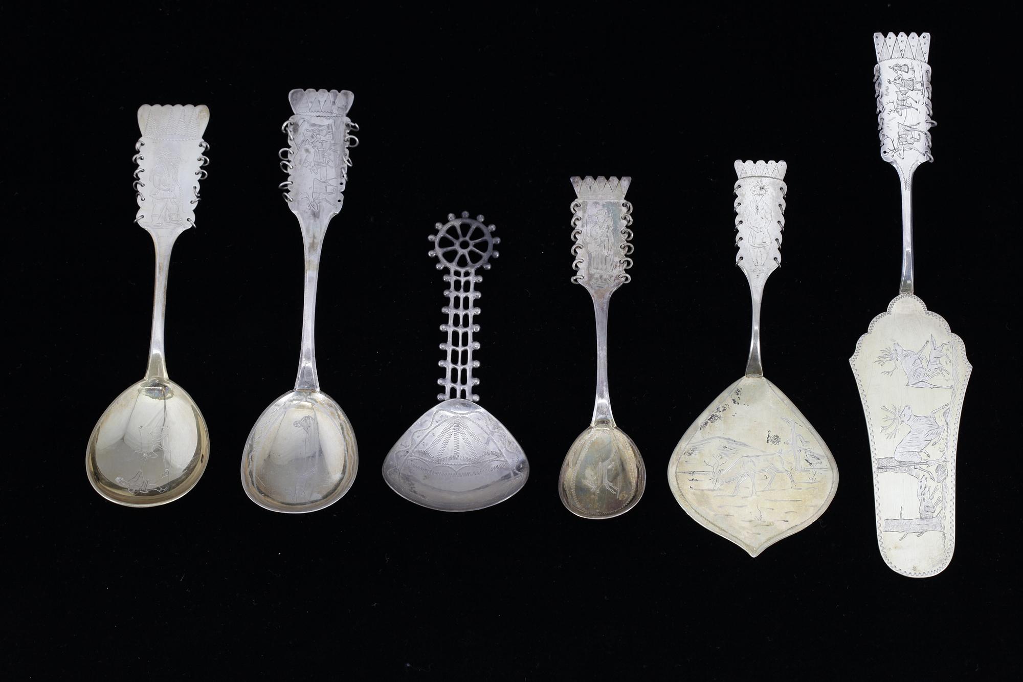 BESTICK, silver, mestadels Tornedalen. 1900-tal. Total vikt 274g.