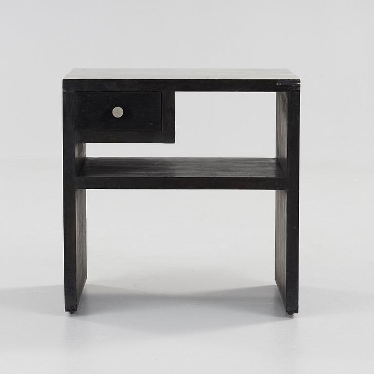 An Uno Åhrén black lacquered birch and pewter side table, Svenskt Tenn, Stockholm ca 1930.