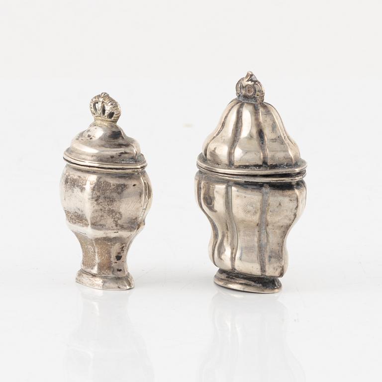 Two Swedish Silver Rococo Snuff Boxes, late 18th Century.