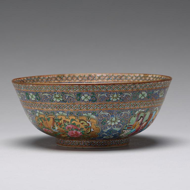 A blue glazed Canton bowl for the persian market, Qing dynasty, 19th Century.