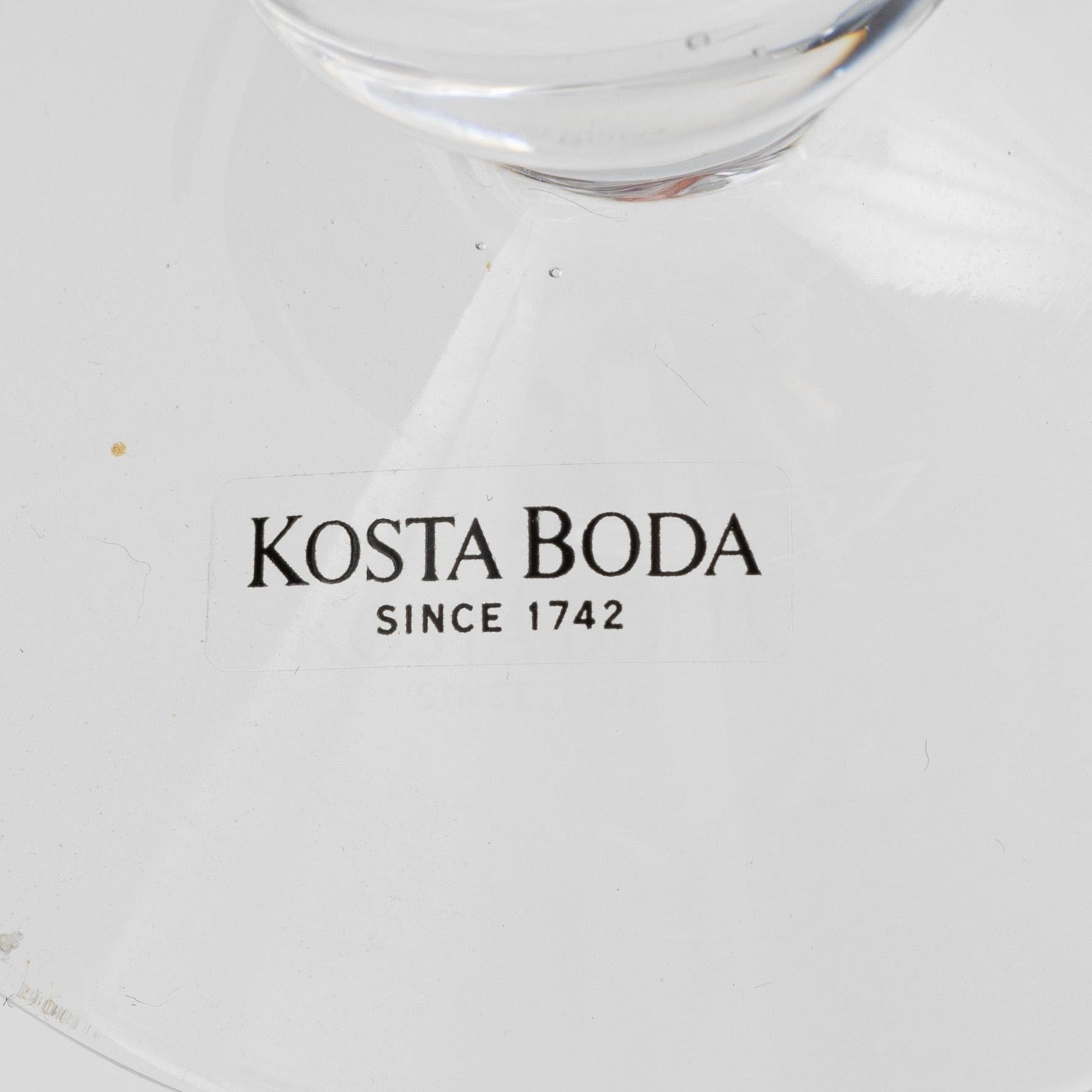 Bertil Vallien, six 'Millenium' champagne glasses, Kosta Boda.
